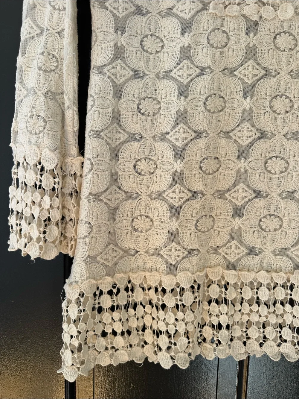 Freeway Ivory Crochet Lace Swim Cover-Up Tunic Dress Boho L